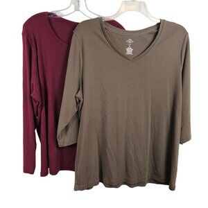 Womens Casual Basic Solid Red Brown City School Office Work St.Johns Bay 2PC 3XL